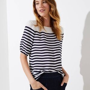 NWT LOFT Striped Elbow Sleeve Blouse